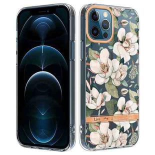 For iPhone 12 Pro Max Flowers and Plants Series IMD TPU Phone Case(Green Gardenia)