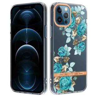 For iPhone 12 Pro Max Flowers and Plants Series IMD TPU Phone Case(Blue Rose)