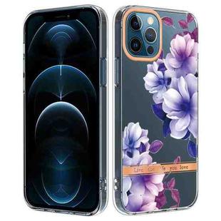 For iPhone 12 Pro Max Flowers and Plants Series IMD TPU Phone Case(Purple Begonia)