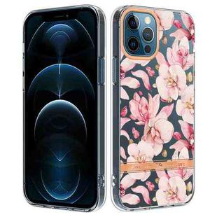 For iPhone 12 Pro Max Flowers and Plants Series IMD TPU Phone Case(Pink Gardenia)