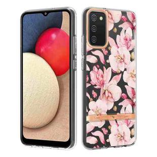 For Samsung Galaxy A02s US Version 166mm Flowers and Plants Series IMD TPU Phone Case(Pink Gardenia)