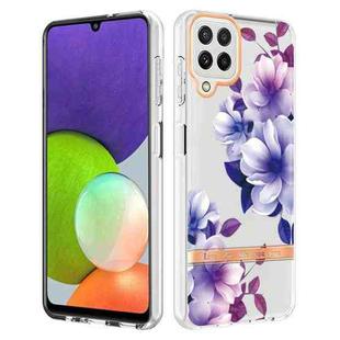 For Samsung Galaxy A22 4G EU Version / M32 International Version Flowers and Plants Series IMD TPU Phone Case(Purple Begonia)