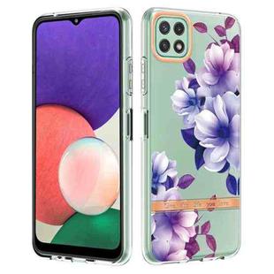 For Samsung Galaxy A22 5G Flowers and Plants Series IMD TPU Phone Case(Purple Begonia)