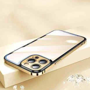 For iPhone 13 Pro HD Transparent Glass Phone Case (Gold)