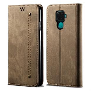 For Huawei Mate 30 Lite Denim Texture Casual Style Horizontal Flip Leather Case with Holder & Card Slots & Wallet(Khaki)