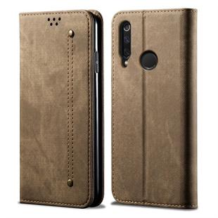 For Huawei Honor 10i / 20i / 20 Lite Denim Texture Casual Style Horizontal Flip Leather Case with Holder & Card Slots & Wallet(Khaki)