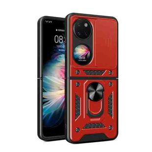 For Huawei P50 Pocket Sliding Camera Design TPU + PC Phone Case(Red)