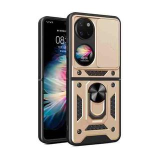 For Huawei P50 Pocket Sliding Camera Design TPU + PC Phone Case(Gold)