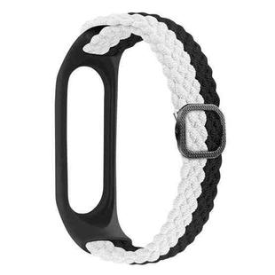 For Xiaomi Mi Band 6 / 5 Stripe Braided Watch Band(Black White)