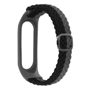 For Xiaomi Mi Band 6 / 5 Stripe Braided Watch Band(Black Grey)