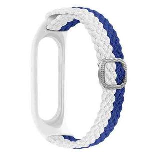 For Xiaomi Mi Band 6 / 5 Stripe Braided Watch Band(Blue White)