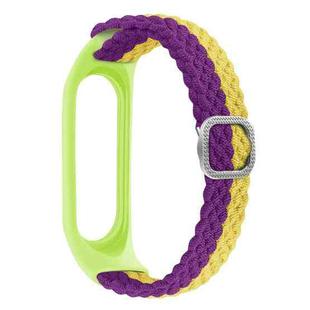 For Xiaomi Mi Band 6 / 5 Stripe Braided Watch Band(Purple Yellow)