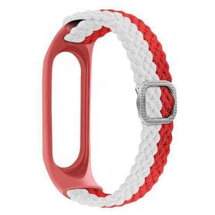 For Xiaomi Mi Band 4 / 3 Stripe Braided Watch Band(Red White)