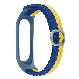 For Xiaomi Mi Band 4 / 3 Stripe Braided Watch Band(Blue Yellow)