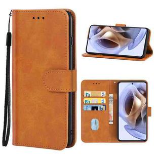 Leather Phone Case For Motorola Moto G22(Brown)