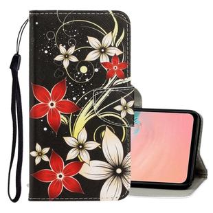 For Galaxy A51 3D Colored Drawing Horizontal Flip PU Leather Case with Holder & Card Slots & Wallet(Red Flower)