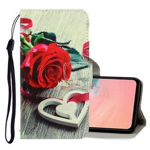 For Galaxy A71 3D Colored Drawing Horizontal Flip PU Leather Case with Holder & Card Slots & Wallet(Red Rose)