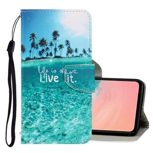For Galaxy A71 3D Colored Drawing Horizontal Flip PU Leather Case with Holder & Card Slots & Wallet(Coconut Tree)