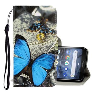 For Nokia 2.2 3D Colored Drawing Horizontal Flip PU Leather Case with Holder & Card Slots & Wallet(A Butterfly)