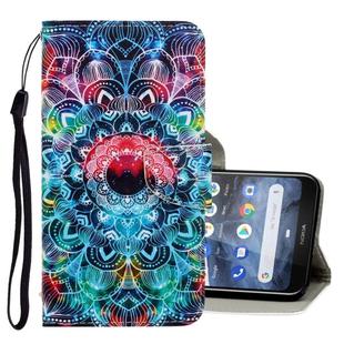 For Nokia 3.2 3D Colored Drawing Horizontal Flip PU Leather Case with Holder & Card Slots & Wallet(Mandala)