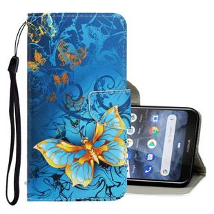 For Nokia 3.2 3D Colored Drawing Horizontal Flip PU Leather Case with Holder & Card Slots & Wallet(Jade Butterfly)