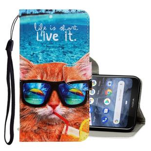 For Nokia 3.2 3D Colored Drawing Horizontal Flip PU Leather Case with Holder & Card Slots & Wallet(Underwater Cat)