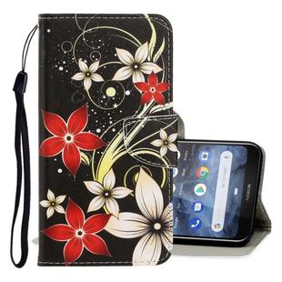 For Nokia 3.2 3D Colored Drawing Horizontal Flip PU Leather Case with Holder & Card Slots & Wallet(Red Flower)