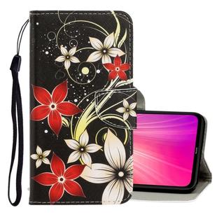 For Xiaomi Redmi Note 8T 3D Colored Drawing Horizontal Flip PU Leather Case with Holder & Card Slots & Wallet(Red Flower)
