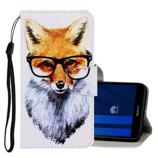 For Huawei Y5 2018 3D Colored Drawing Horizontal Flip PU Leather Case with Holder & Card Slots & Wallet(Fox)