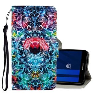For Huawei Y5 2018 3D Colored Drawing Horizontal Flip PU Leather Case with Holder & Card Slots & Wallet(Mandala)