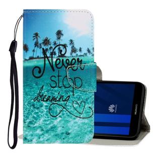 For Huawei Y5 2018 3D Colored Drawing Horizontal Flip PU Leather Case with Holder & Card Slots & Wallet(Blue Coconut Grove)