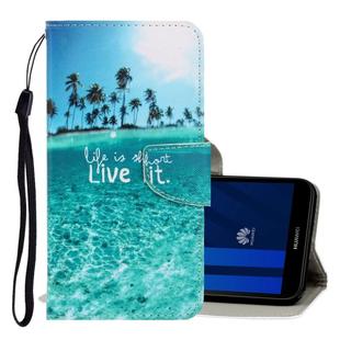 For Huawei Y5 2018 3D Colored Drawing Horizontal Flip PU Leather Case with Holder & Card Slots & Wallet(Coconut Tree)