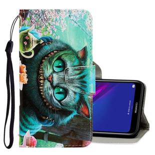 For Huawei Y5 2019 3D Colored Drawing Horizontal Flip PU Leather Case with Holder & Card Slots & Wallet(Green Eyes)