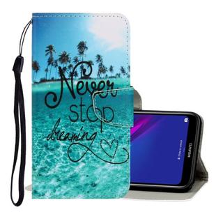 For Huawei Y5 2019 3D Colored Drawing Horizontal Flip PU Leather Case with Holder & Card Slots & Wallet(Blue Coconut Grove)