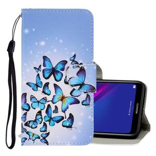 For Huawei Y6 2019 3D Colored Drawing Horizontal Flip PU Leather Case with Holder & Card Slots & Wallet(Multiple Butterflies)