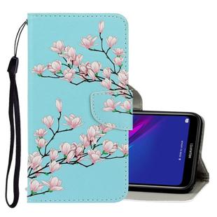 For Huawei Y7 2019 3D Colored Drawing Horizontal Flip PU Leather Case with Holder & Card Slots & Wallet(Magnolia)