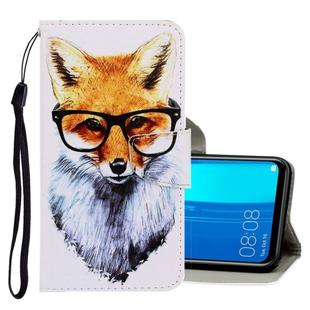 For Huawei Y9 2019 3D Colored Drawing Horizontal Flip PU Leather Case with Holder & Card Slots & Wallet(Fox)