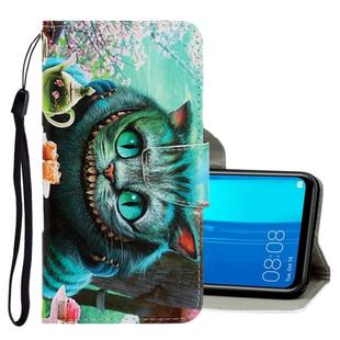 For Huawei Y9 2019 3D Colored Drawing Horizontal Flip PU Leather Case with Holder & Card Slots & Wallet(Green Eyes)