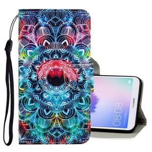 For Huawei Enjoy 7S 3D Colored Drawing Horizontal Flip PU Leather Case with Holder & Card Slots & Wallet(Mandala)