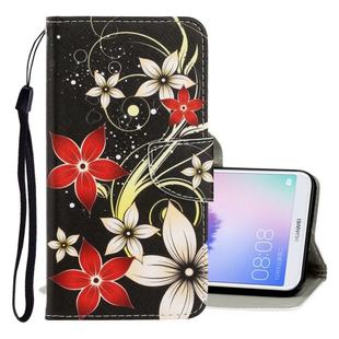 For Huawei Enjoy 7S 3D Colored Drawing Horizontal Flip PU Leather Case with Holder & Card Slots & Wallet(Red Flower)