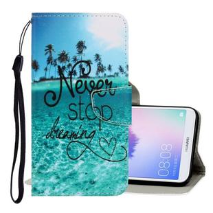 For Huawei Enjoy 7S 3D Colored Drawing Horizontal Flip PU Leather Case with Holder & Card Slots & Wallet(Blue Coconut Grove)