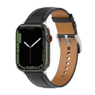 Genuine Leather Watch Band, Size: Large Size For Apple Watch Series 8&7 41mm / SE 2&6&SE&5&4 40mm / 3&2&1 38mm(Black)