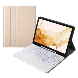 A800B Split Bluetooth Keyboard Leather Case with Holder & Pen Slot For Samsung Galaxy Tab S8+ X800(Gold)