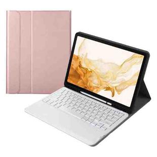 A800B Split Bluetooth Keyboard Leather Case with Holder & Pen Slot For Samsung Galaxy Tab S8+ X800(Rose Gold)