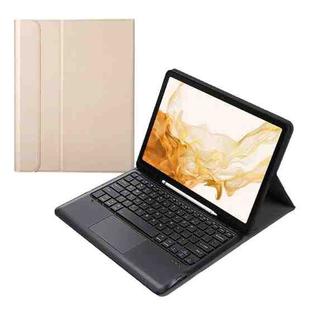 A800B-A Split Bluetooth Keyboard Leather Case with Holder & Pen Slot & Touchpad For Samsung Galaxy Tab S8+ X800(Gold)
