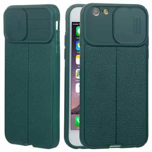 Litchi Texture Sliding Camshield TPU Protective Phone Case For iPhone 6(Dark Green)