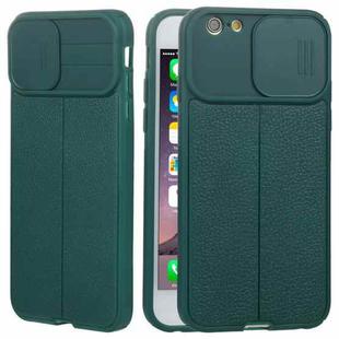 Litchi Texture Sliding Camshield TPU Protective Phone Case For iPhone 6 Plus(Dark Green)