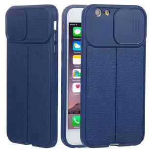 Litchi Texture Sliding Camshield TPU Protective Phone Case For iPhone 6 Plus(Blue)