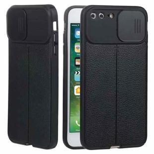 Litchi Texture Sliding Camshield TPU Protective Phone Case For iPhone 8 Plus & 7 Plus(Black)