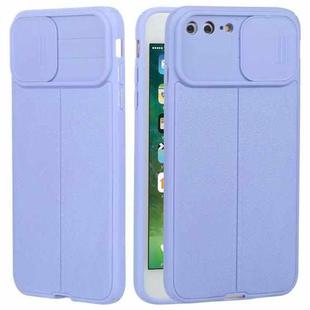 Litchi Texture Sliding Camshield TPU Protective Phone Case For iPhone 8 Plus & 7 Plus(Light Purple)